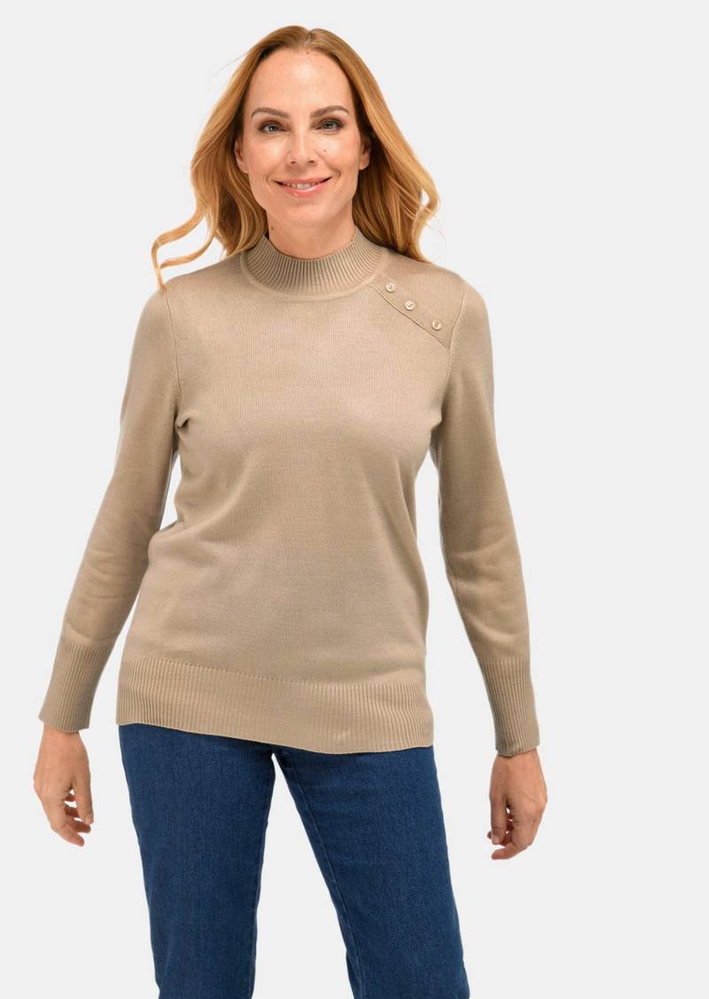 Pflegeleichter Pullover mit Stehbundkragen - beige - Gr. 52 von Goldner Fashion von Goldner Fashion