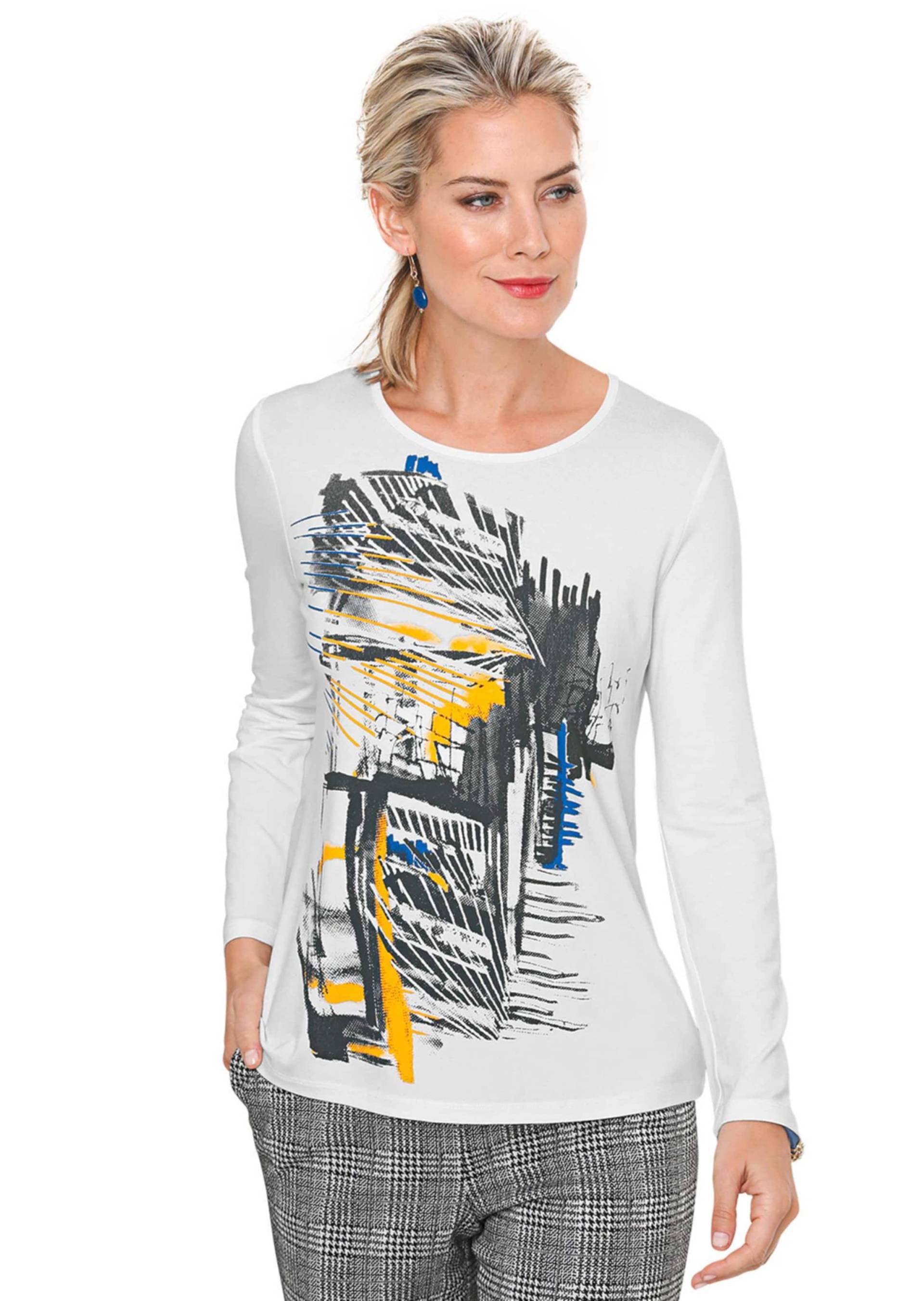 Pflegeleichtes Shirt mit modernem Druckmix - weiß / gemustert - Gr. 24 von Goldner Fashion von Goldner Fashion