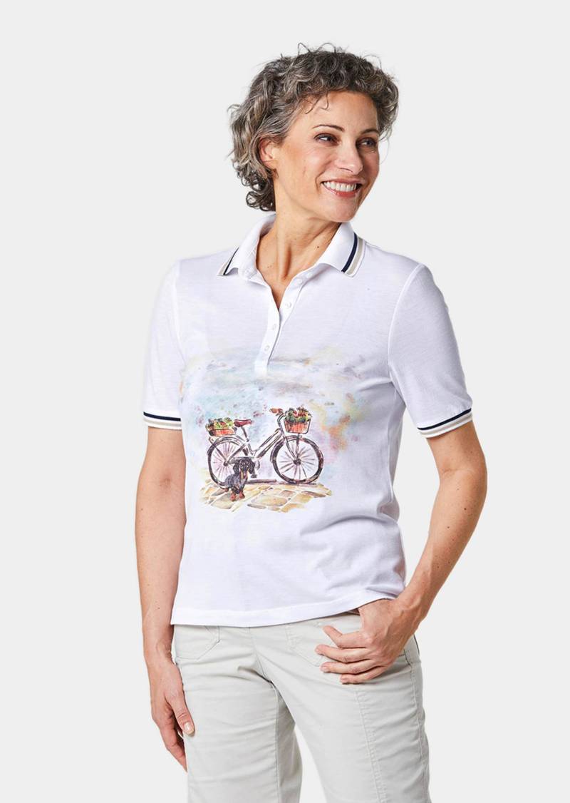 Poloshirt mit Frontmotiv - weiß - Gr. 44 von Goldner Fashion von Goldner Fashion