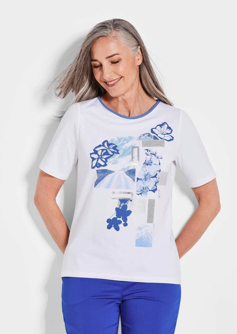 Printshirt mit Glanzdetails - weiß / gemustert - Gr. 38 von Goldner Fashion von Goldner Fashion