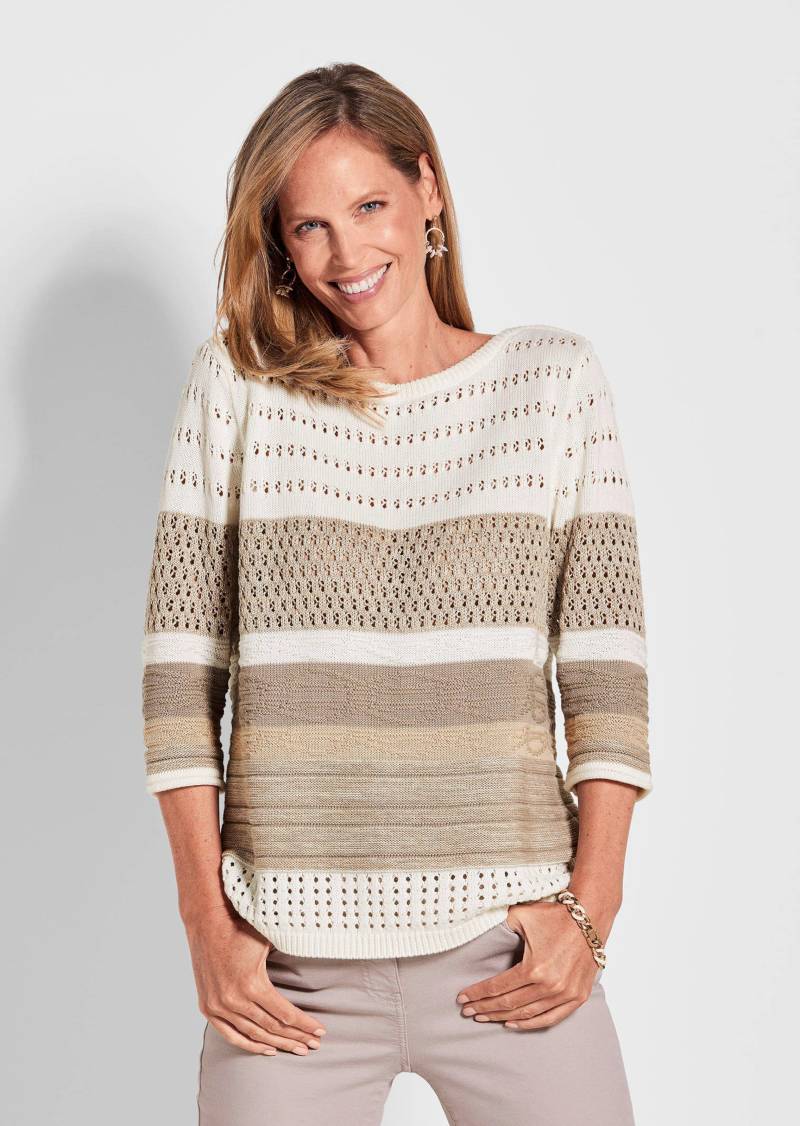 Pullover im Blockstreifen-Strick - cremeweiß / gemustert - Gr. 22 von Goldner Fashion von Goldner Fashion