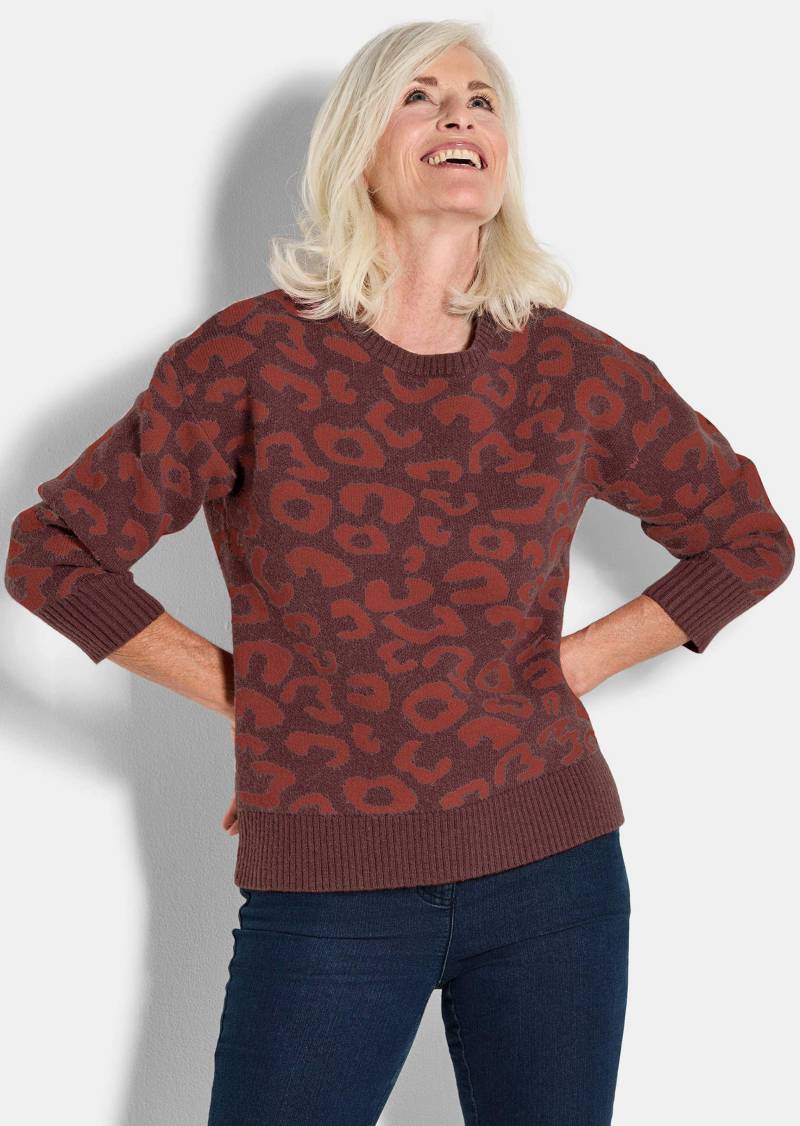 Pullover mit Leomuster - bordeaux / gemustert - Gr. 24 von Goldner Fashion von Goldner Fashion