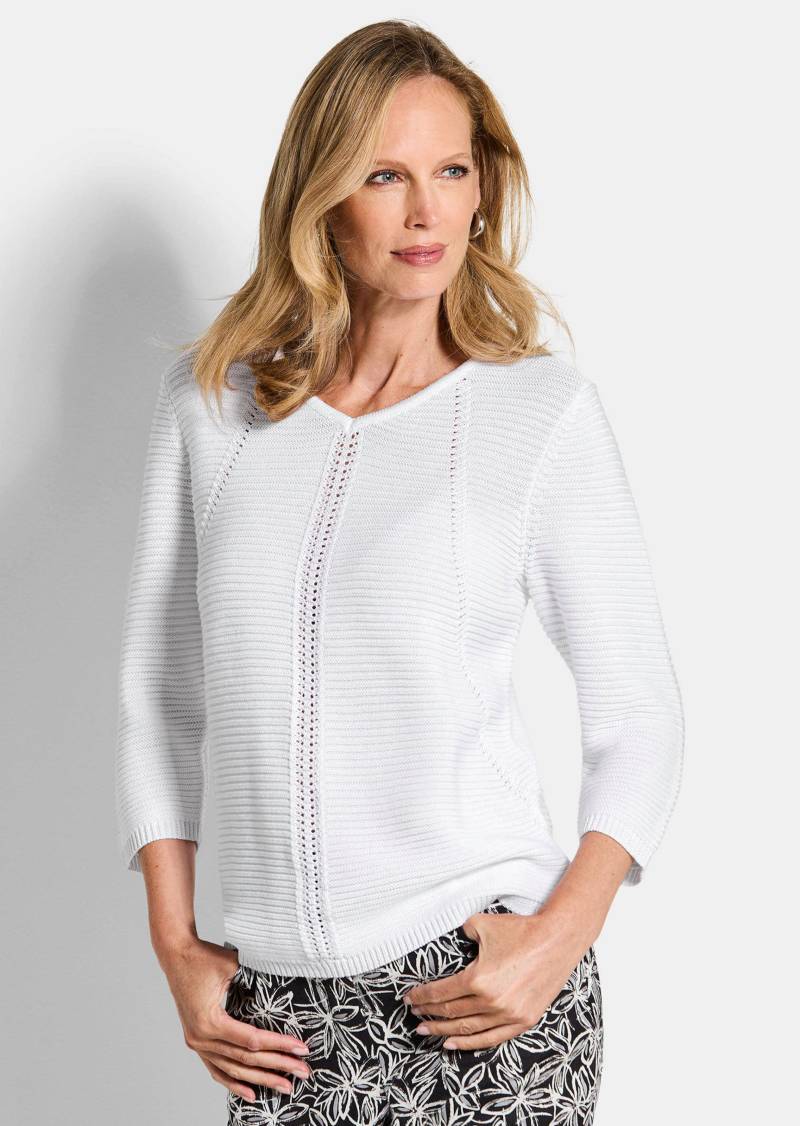 Pullover mit Strick-Details - weiß - Gr. 38 von Goldner Fashion von Goldner Fashion