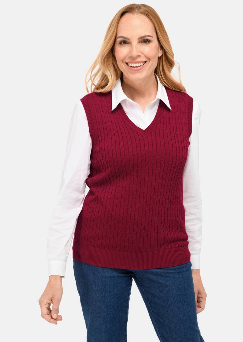 Pullunder mit zeitlosem Zopfmuster - dunkelrot - Gr. 25 von Goldner Fashion von Goldner Fashion