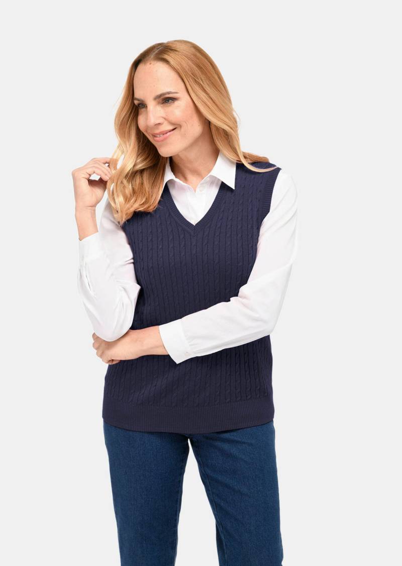 Pullunder mit zeitlosem Zopfmuster - marine - Gr. 48 von Goldner Fashion von Goldner Fashion