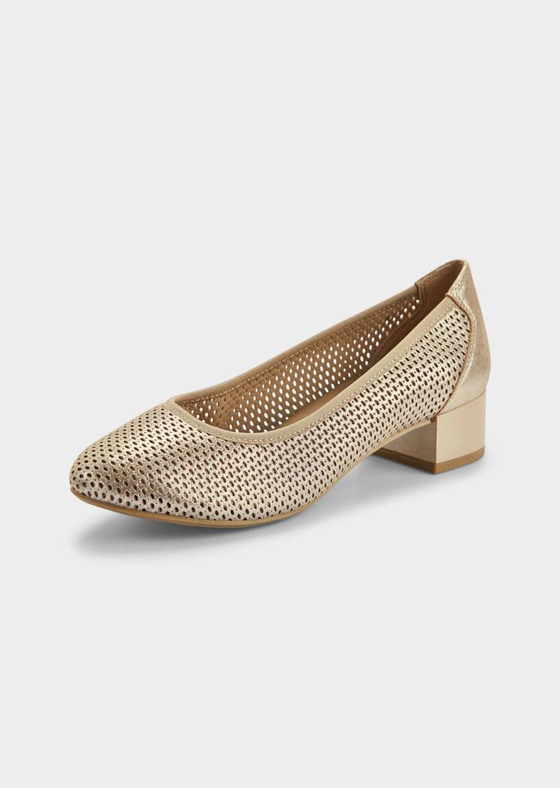 Pumps mit modischer Lochung - stein - Gr. 41 von Goldner Fashion von Goldner Fashion