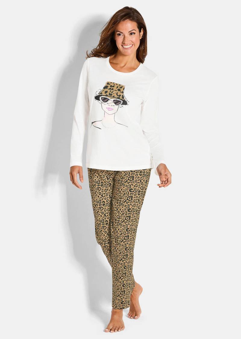 Pyjama mit Animal Print - cremeweiß / camel / schwarz - Gr. 22/23 von Goldner Fashion von Goldner Fashion