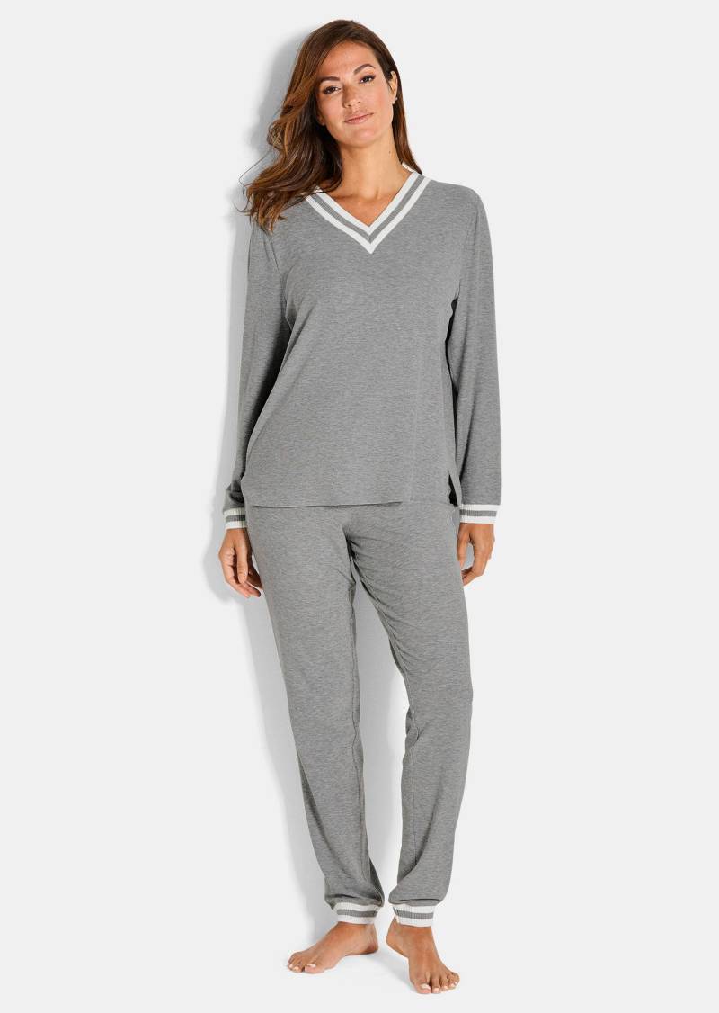 Pyjama mit großem V-Ausschnitt - grau - Gr. 38 von Goldner Fashion von Goldner Fashion