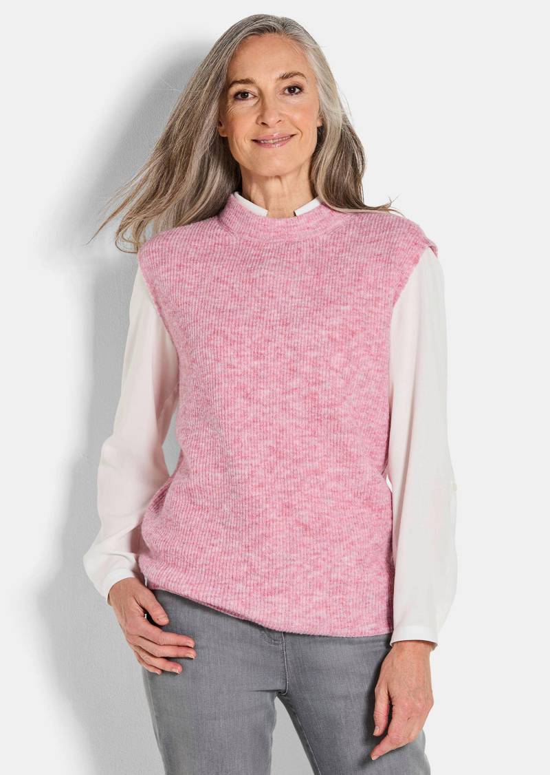 Rippstrick Pullunder mit Stehkragen - rosé - Gr. 48 von Goldner Fashion von Goldner Fashion
