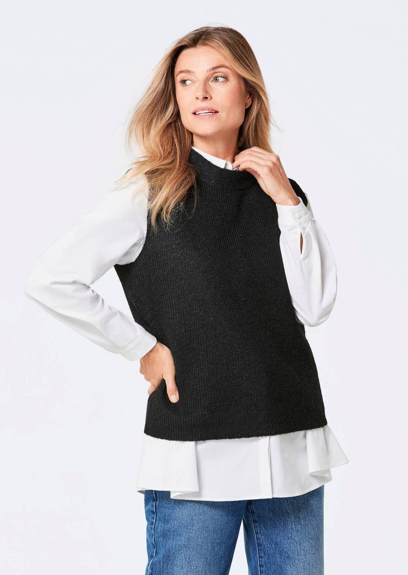 Rippstrick Pullunder mit Stehkragen - schwarz - Gr. 48 von Goldner Fashion von Goldner Fashion