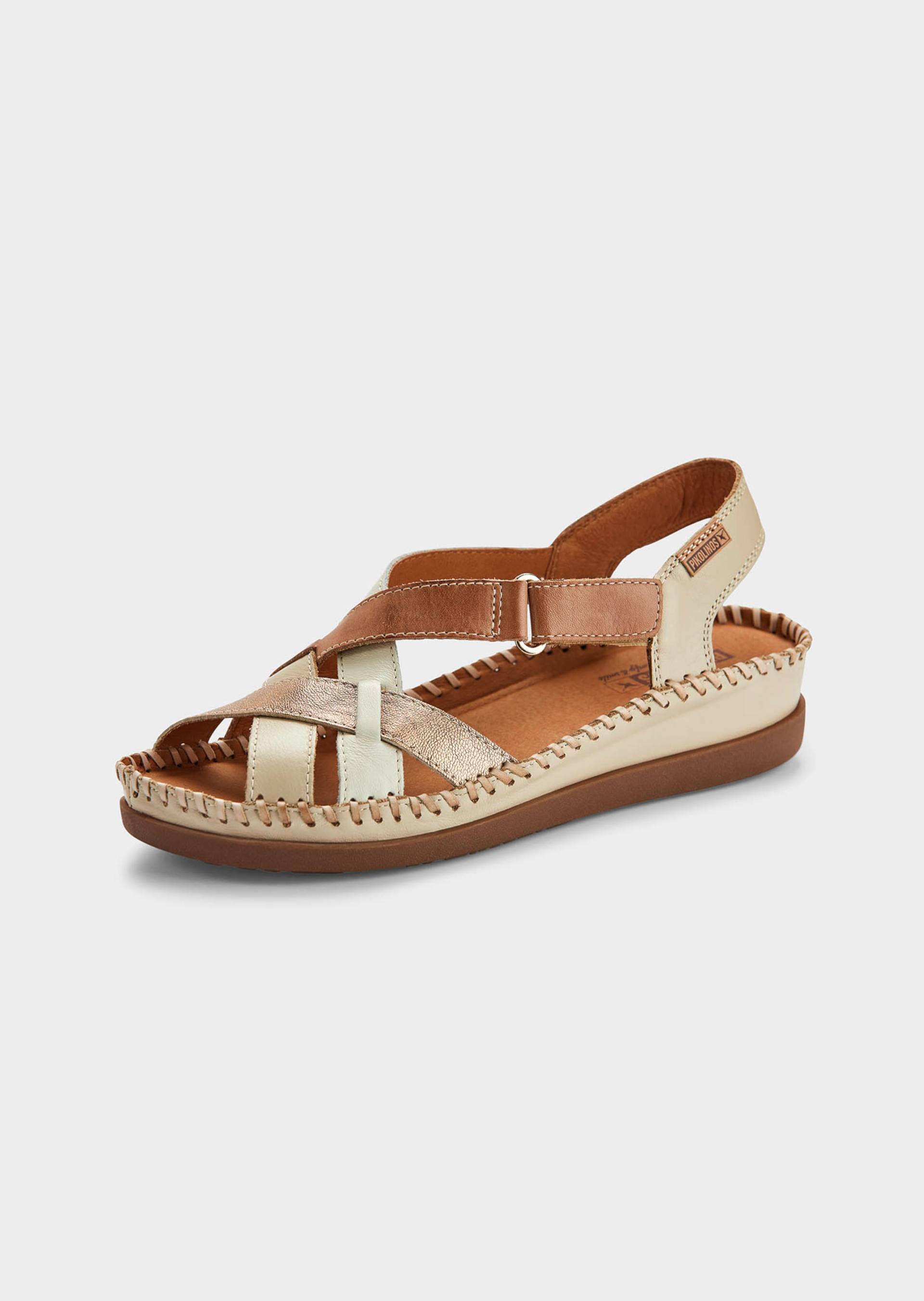 Sandale mit verstellbarem Klettriemen - braun / cremeweiß - Gr. 41 von Goldner Fashion von Goldner Fashion