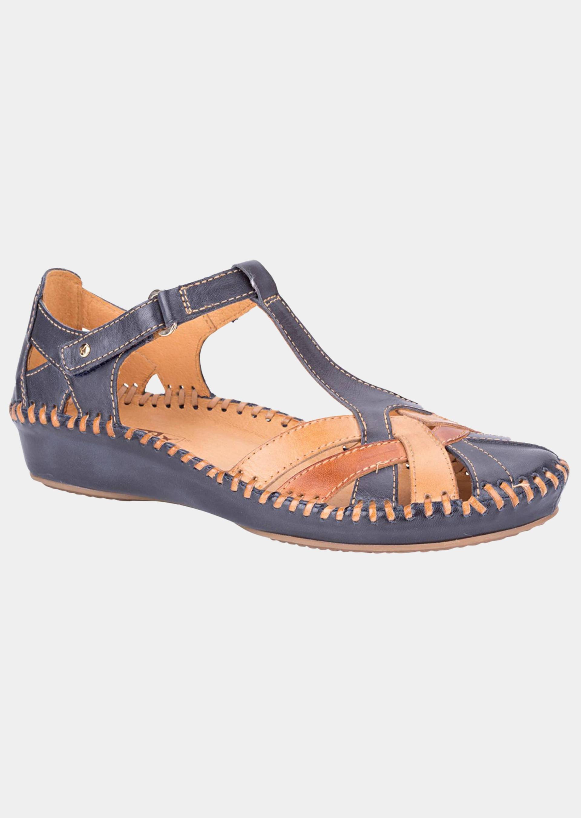 Sandale mit verstellbarem Klettriemen - marine / braun - Gr. 36 von Goldner Fashion von Goldner Fashion