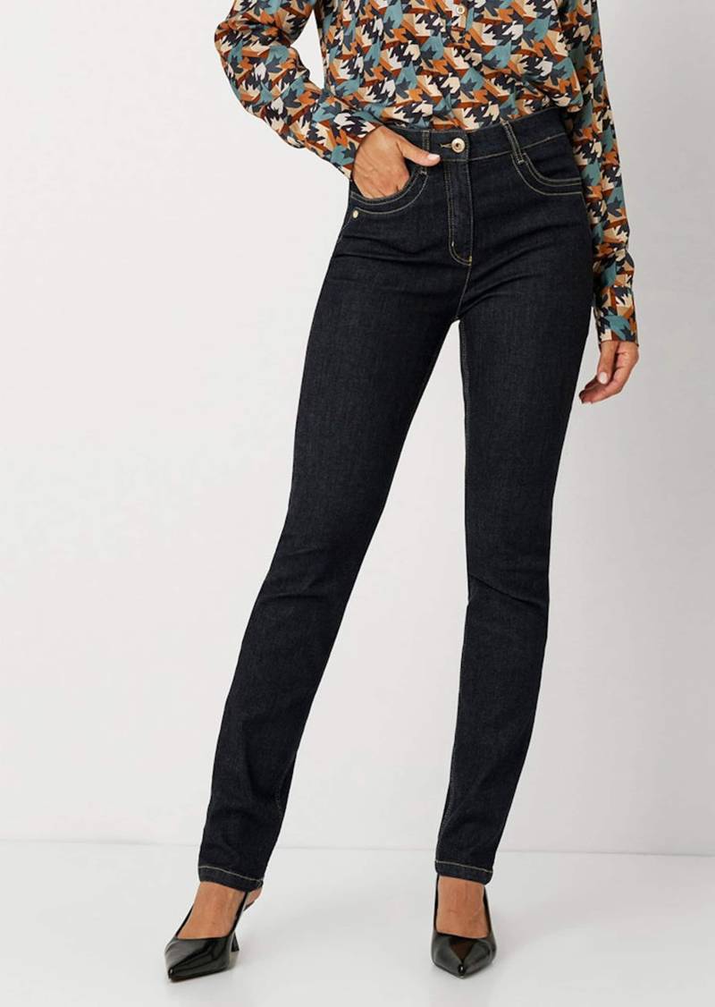 Schmale Jeans "be loved" mit Waschung - dunkelblau - Gr. 40 von Goldner Fashion von Goldner Fashion