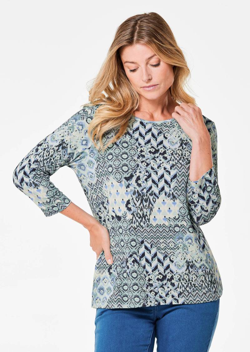 Shirt mit Allover-Muster - blau / gemustert - Gr. 38 von Goldner Fashion von Goldner Fashion