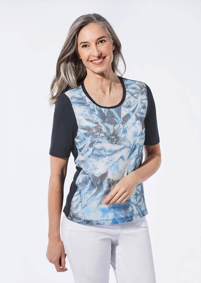 Shirt mit Pailletten - marine / gemustert - Gr. 50 von Goldner Fashion von Goldner Fashion