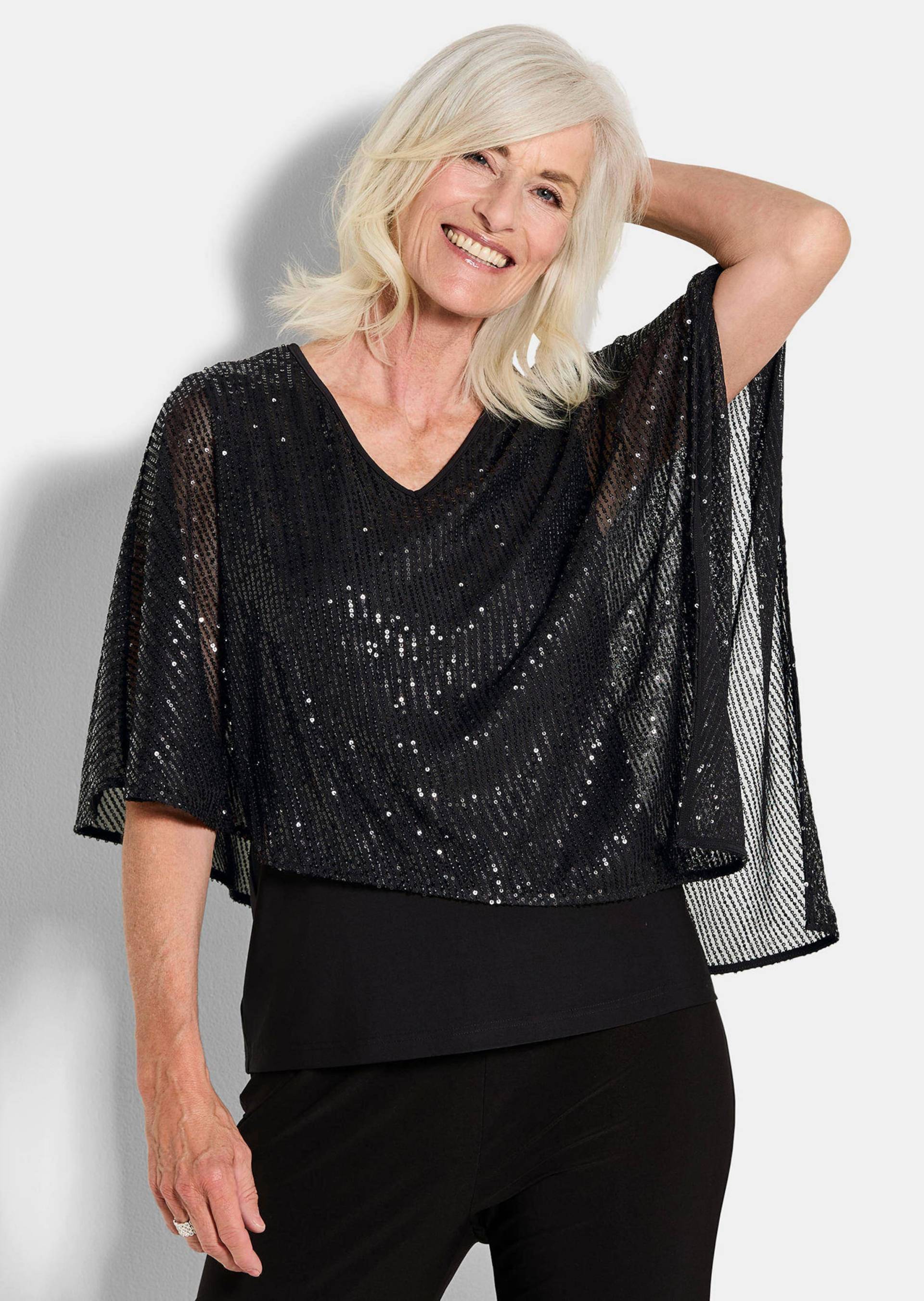 Shirt mit Pailletten - schwarz - Gr. 48 von Goldner Fashion von Goldner Fashion