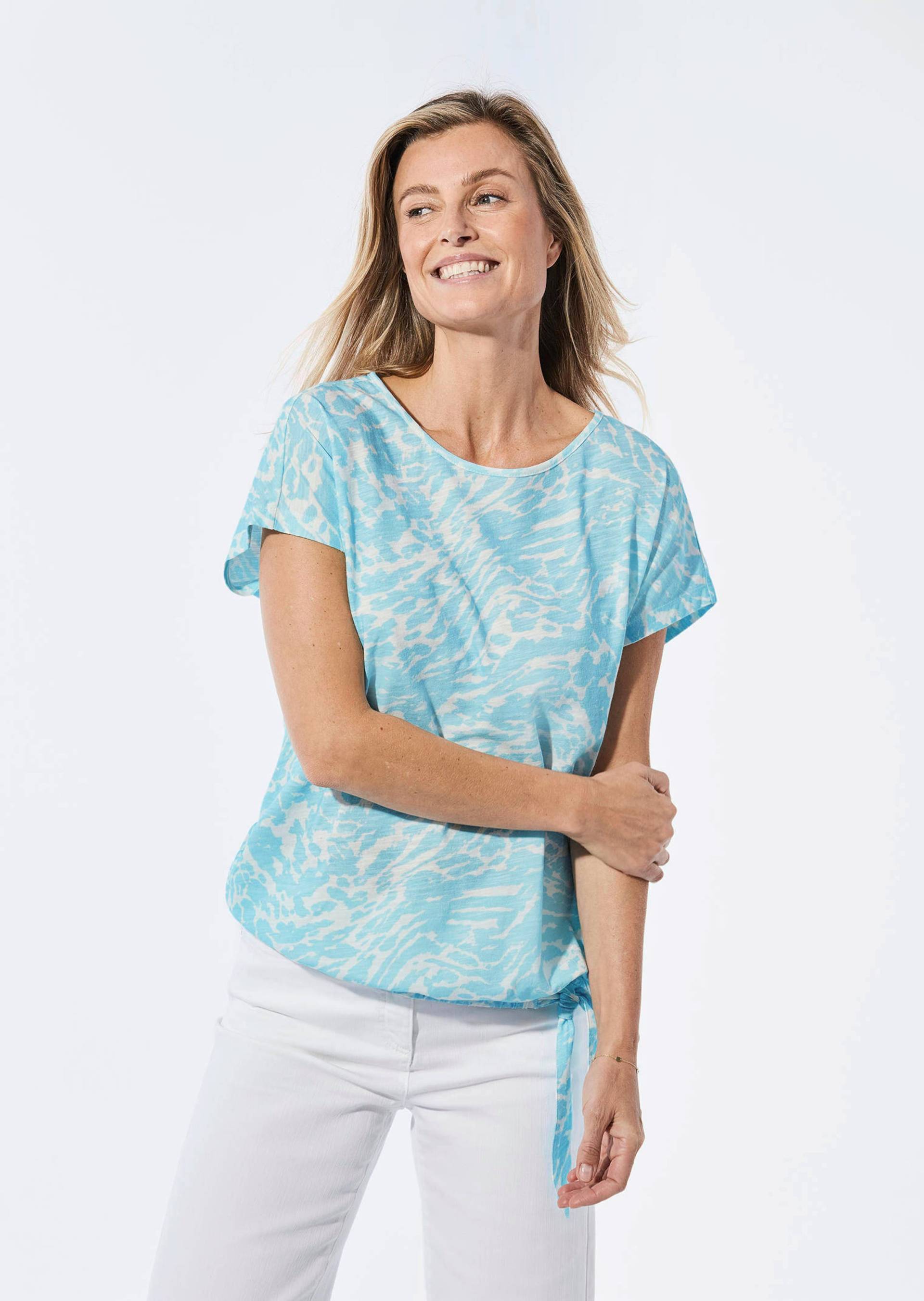 Shirt mit U-Boot-Ausschnitt - mint / gemustert - Gr. 24 von Goldner Fashion von Goldner Fashion