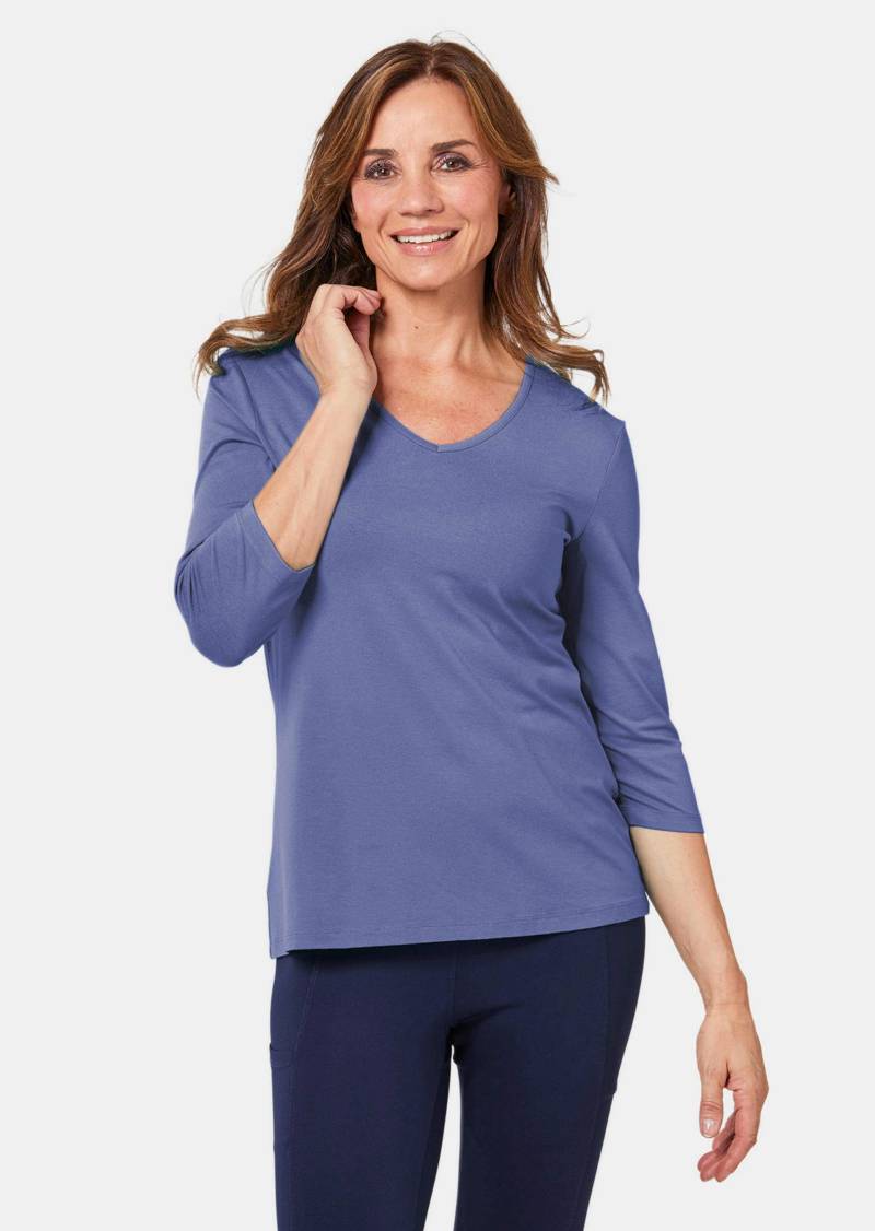 Shirt mit V-Ausschnitt und 3/4-Ärmel - blau - Gr. 21 von Goldner Fashion von Goldner Fashion