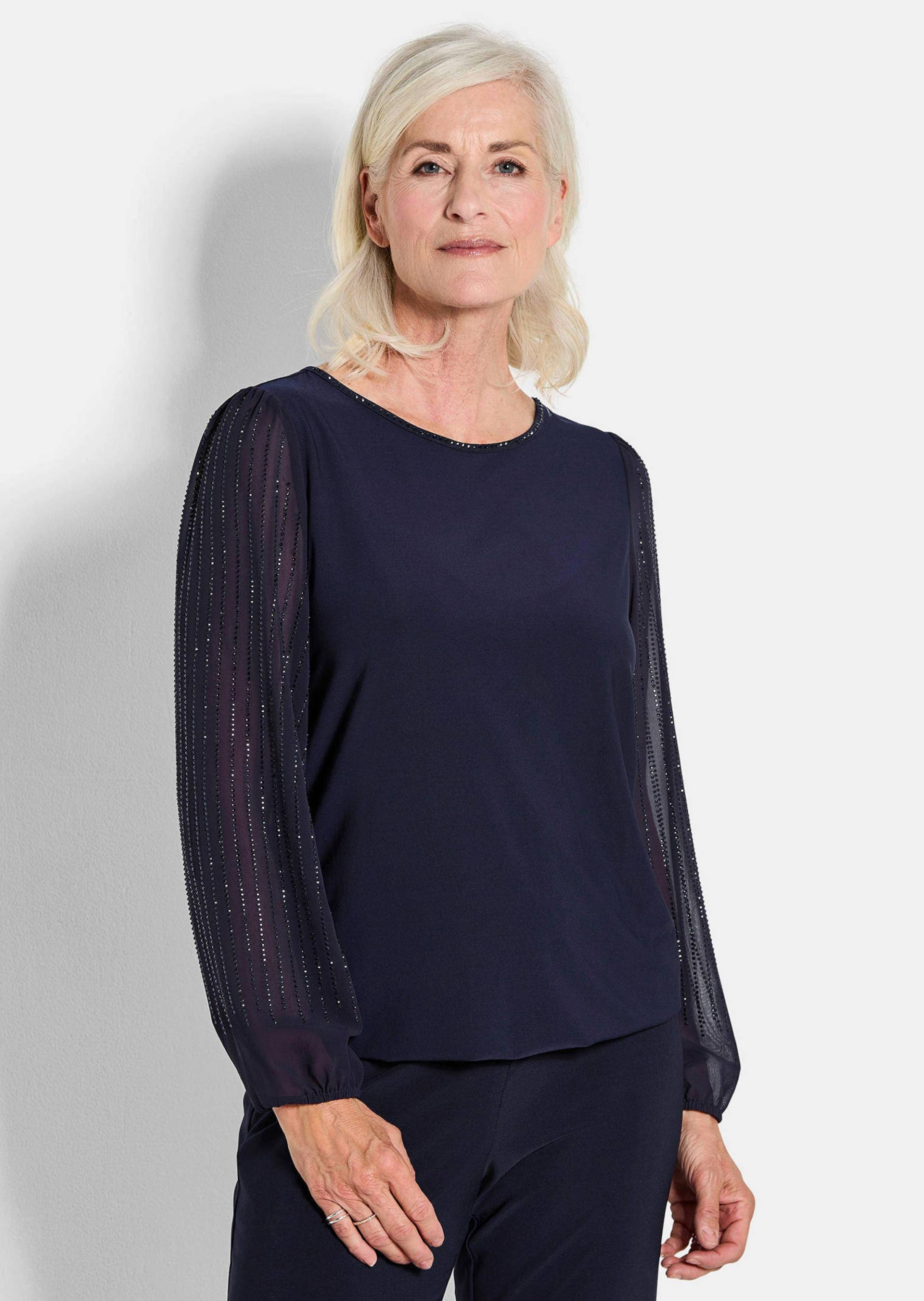 Shirt mit glitzernden Chiffon-Ärmeln - marine - Gr. 25 von Goldner Fashion von Goldner Fashion