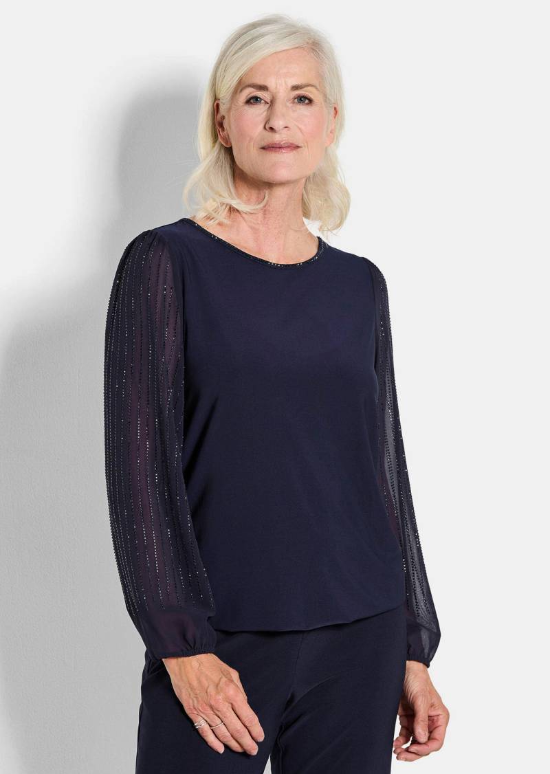 Shirt mit glitzernden Chiffon-Ärmeln - marine - Gr. 44 von Goldner Fashion von Goldner Fashion