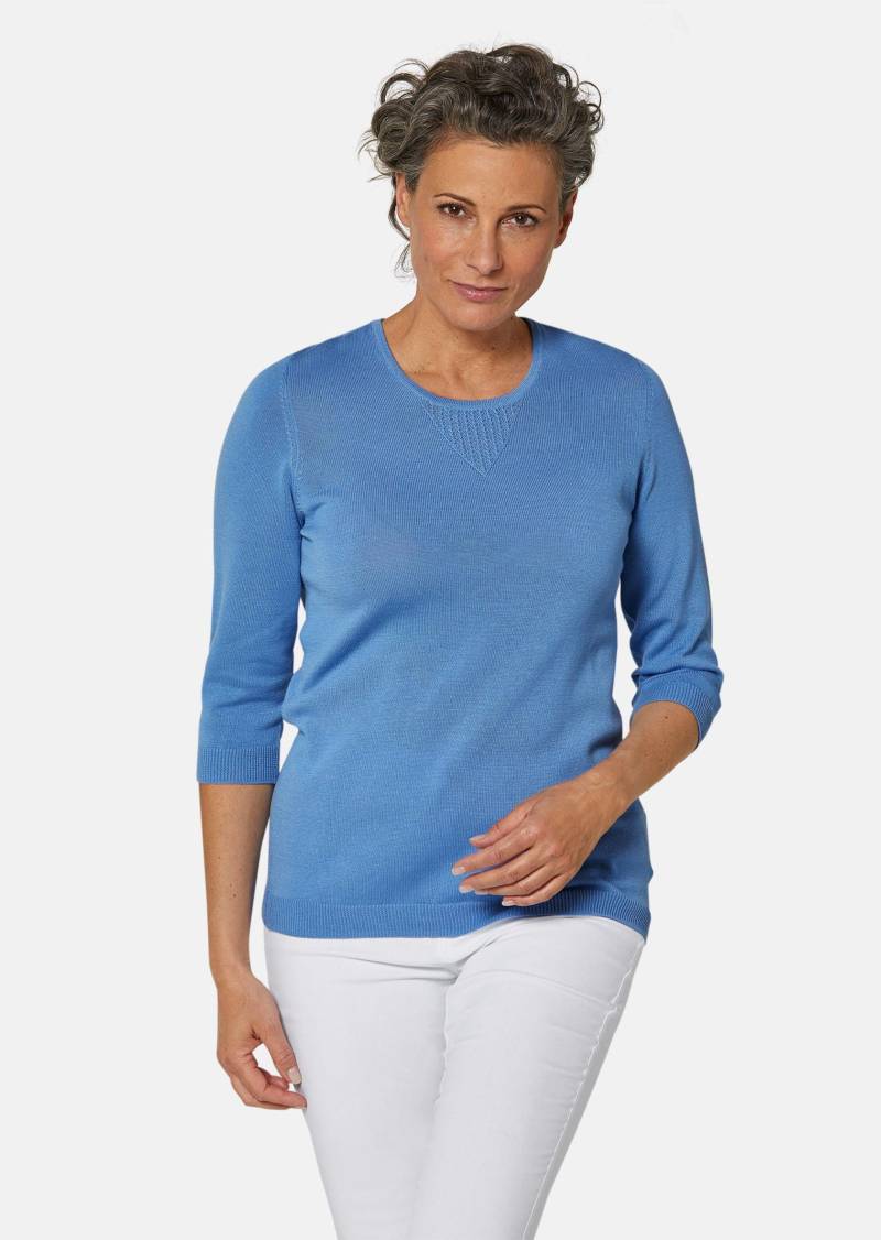 Sommerlicher Strickpullover mit Ajourmuster - blau - Gr. 38 von Goldner Fashion von Goldner Fashion