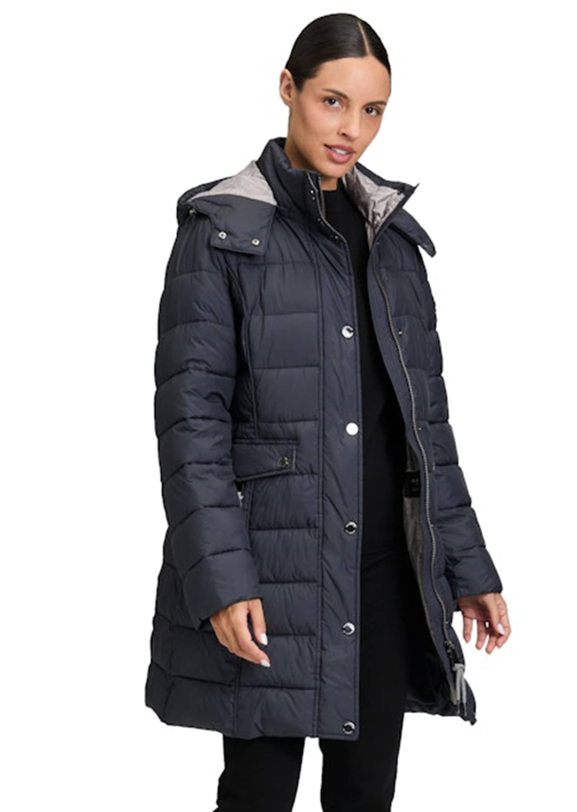 Steppmantel mit abnehmbarer Kapuze - marine - Gr. 44 von Goldner Fashion von Goldner Fashion