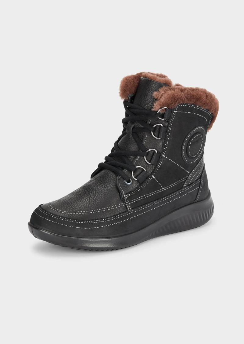 Stiefeletten aus Leder mit Lammfell - schwarz - Gr. 37 von Goldner Fashion von Goldner Fashion