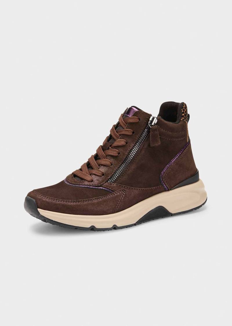 Hohe Sneaker mit Reißverschluss - braun - Gr. 7,5 von Goldner Fashion von Goldner Fashion