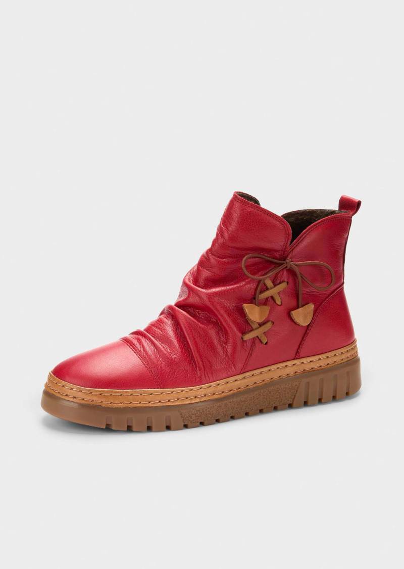 Stiefeletten aus Leder mit Zierschleife - rot - Gr. 40 von Goldner Fashion von Goldner Fashion