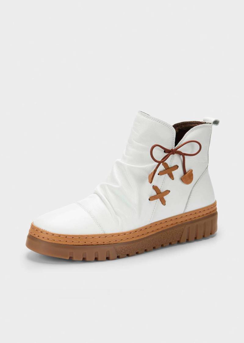 Stiefeletten aus Leder mit Zierschleife - weiß - Gr. 39 von Goldner Fashion von Goldner Fashion