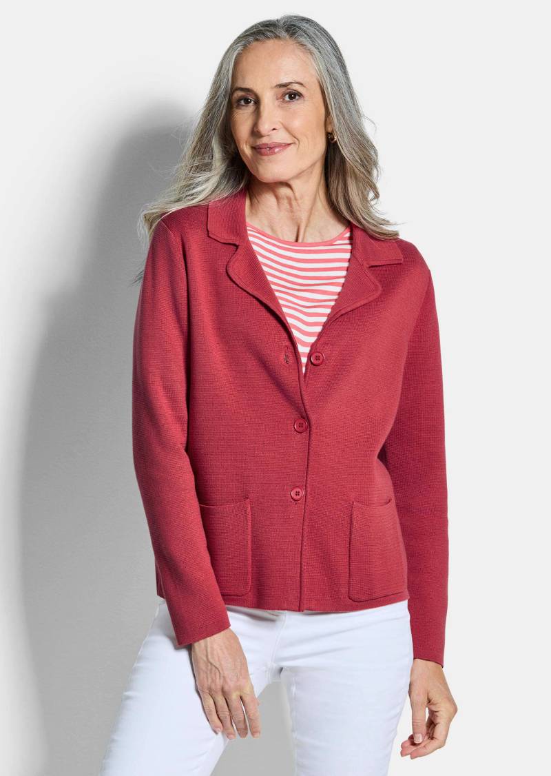 Strickblazer mit aufgesetzten Taschen - rot - Gr. 38 von Goldner Fashion von Goldner Fashion