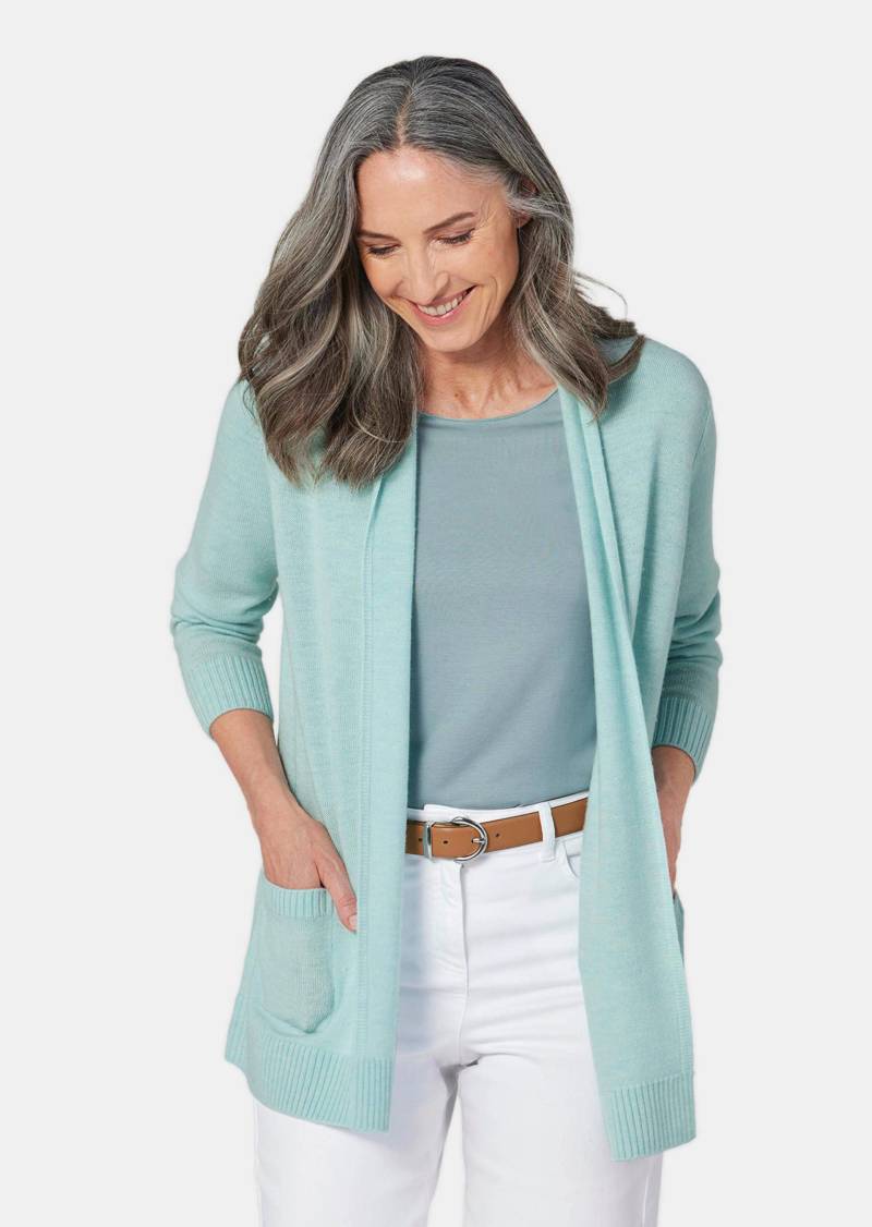 Strickjacke aus Merinowolle - graugrün / melange - Gr. 50 von Goldner Fashion von Goldner Fashion