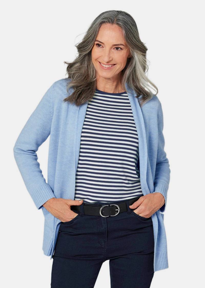 Strickjacke aus Merinowolle - hellblau / melange - Gr. 38 von Goldner Fashion von Goldner Fashion