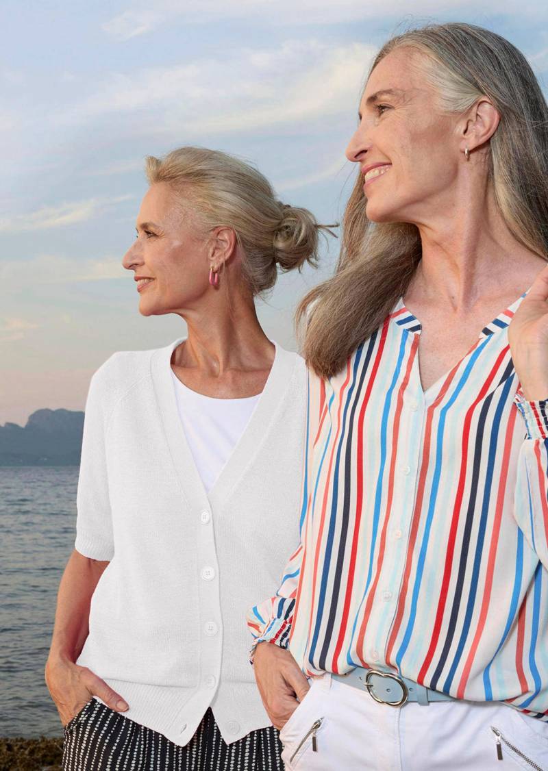 Strickjacke aus kühlem Bändchengarn - weiß - Gr. 38 von Goldner Fashion von Goldner Fashion