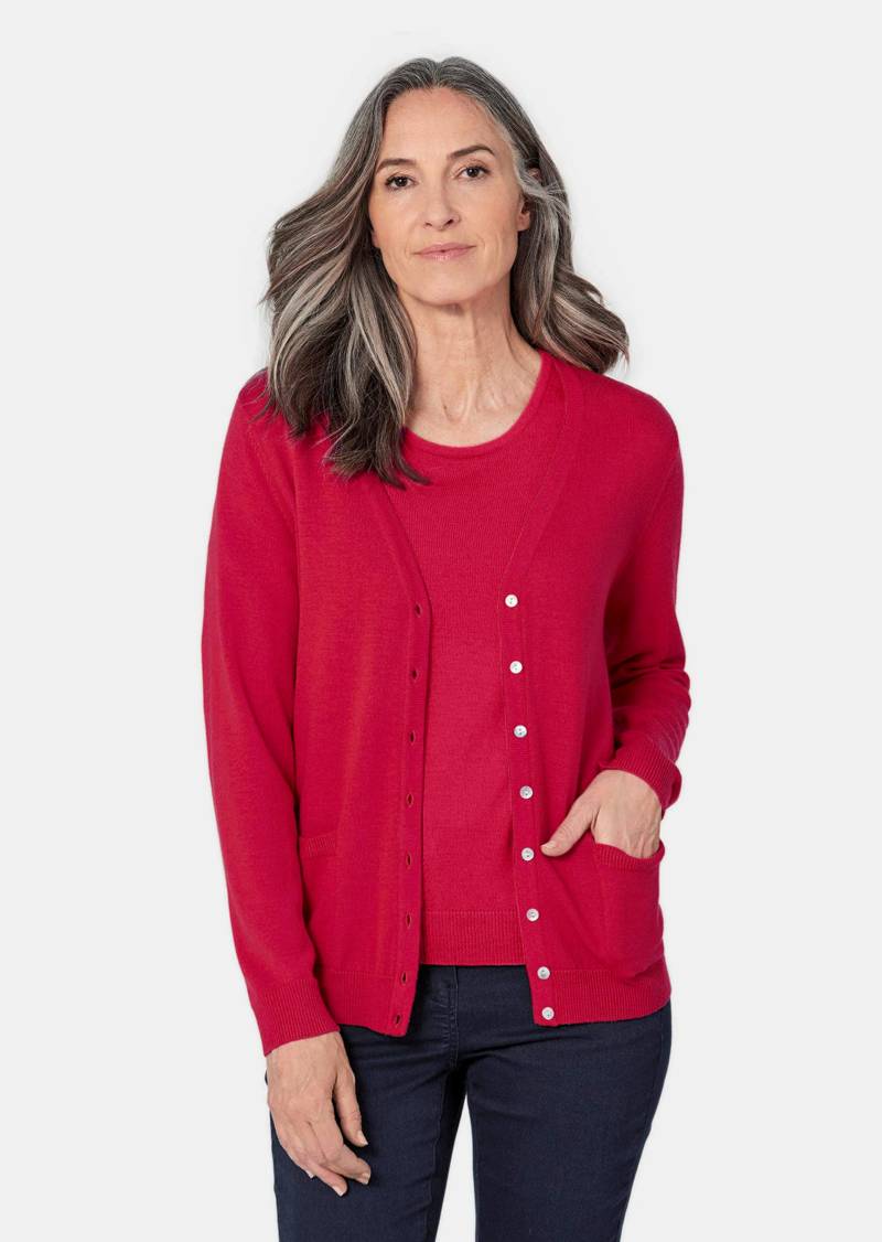 Strickjacke aus reiner Merinowolle - dunkelrot - Gr. 25 von Goldner Fashion von Goldner Fashion