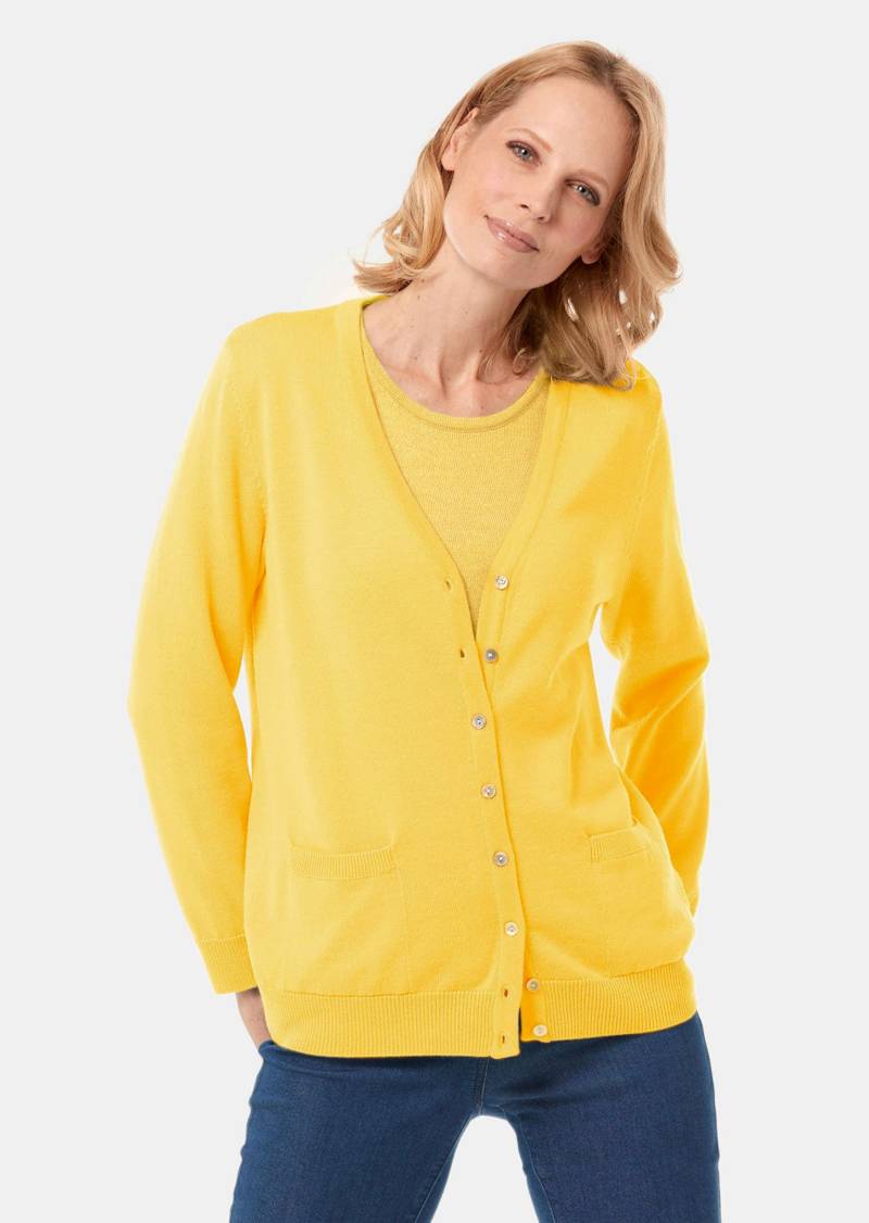 Strickjacke aus reiner Merinowolle - gelb - Gr. 42 von Goldner Fashion von Goldner Fashion