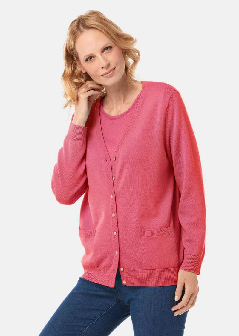 Strickjacke aus reiner Merinowolle - pink - Gr. 44 von Goldner Fashion von Goldner Fashion