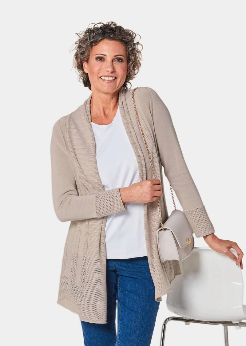 Strickjacke in raffinierter Struktur - stein - Gr. 50 von Goldner Fashion von Goldner Fashion