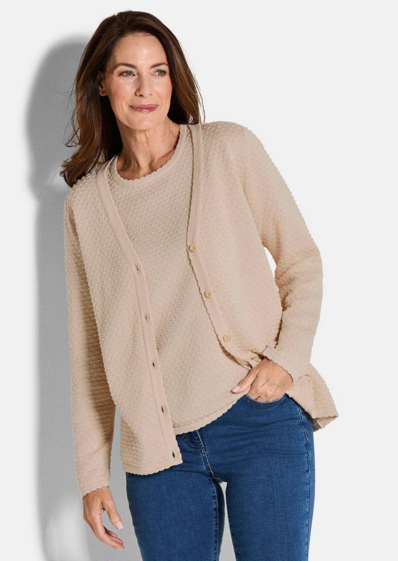 Strickjacke mit Pünktchenmuster - beige - Gr. 48 von Goldner Fashion von Goldner Fashion
