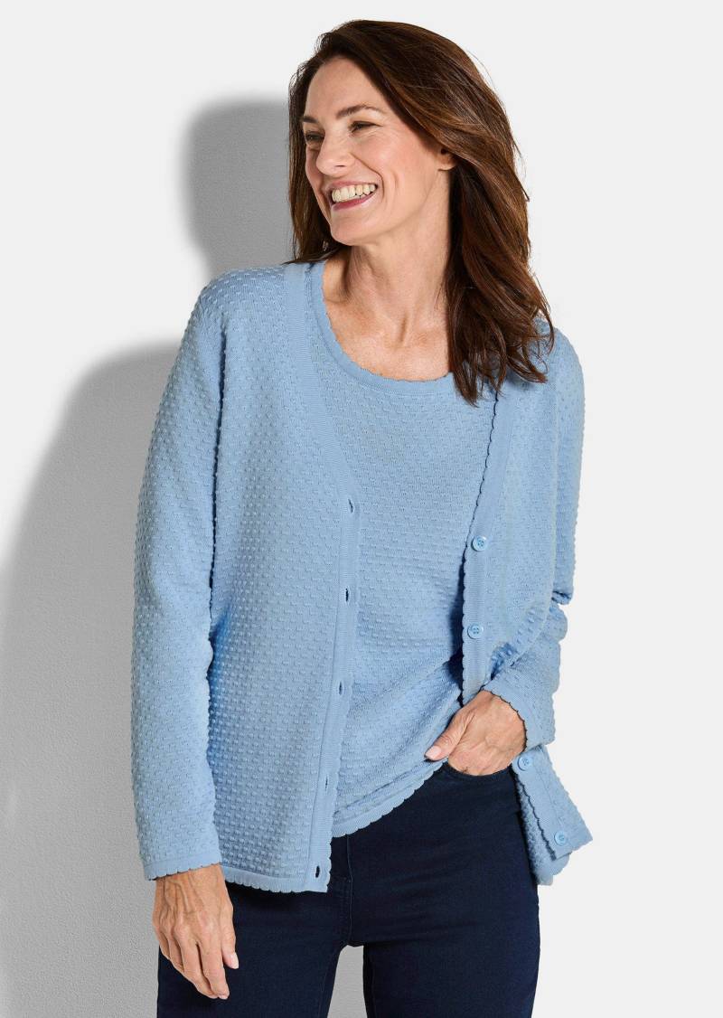 Strickjacke mit Pünktchenmuster - hellblau - Gr. 19 von Goldner Fashion von Goldner Fashion