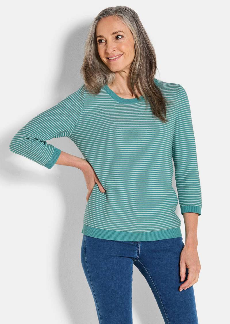 Strickpullover aus Baumwolle - graugrün / gemustert - Gr. 22 von Goldner Fashion von Goldner Fashion