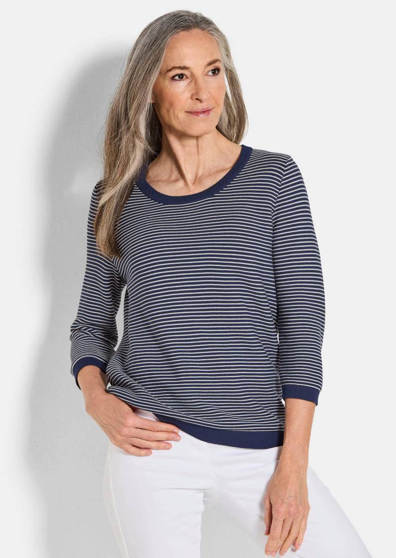 Strickpullover aus Baumwolle - marine / gemustert - Gr. 38 von Goldner Fashion von Goldner Fashion