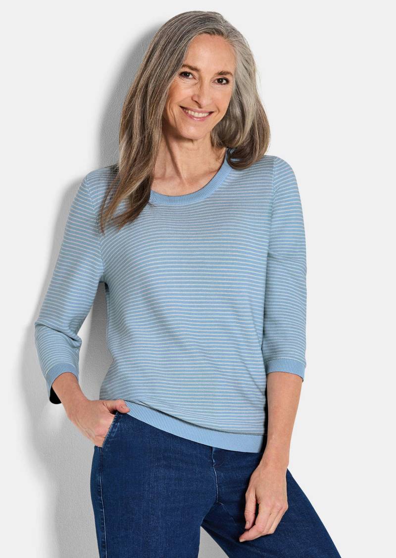 Strickpullover aus Baumwolle - rauchblau / gemustert - Gr. 52 von Goldner Fashion von Goldner Fashion