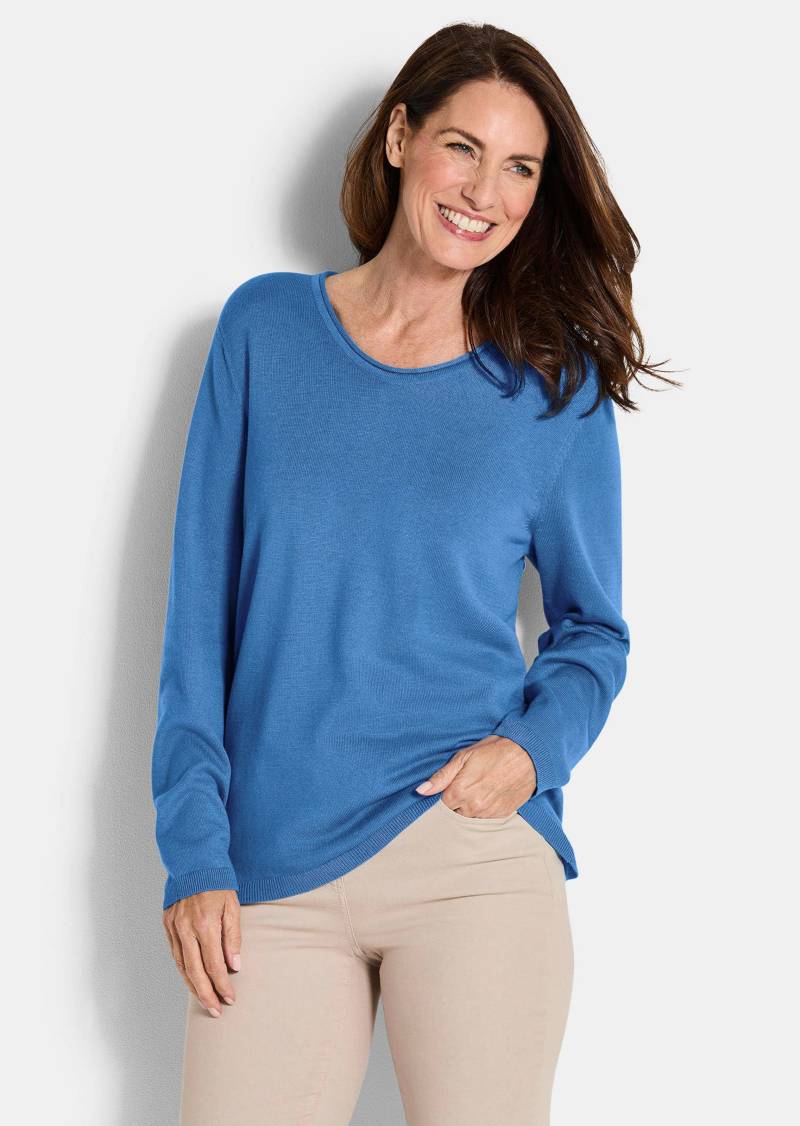 Strickpullover aus Baumwolle und Viskose - blau - Gr. 46 von Goldner Fashion von Goldner Fashion