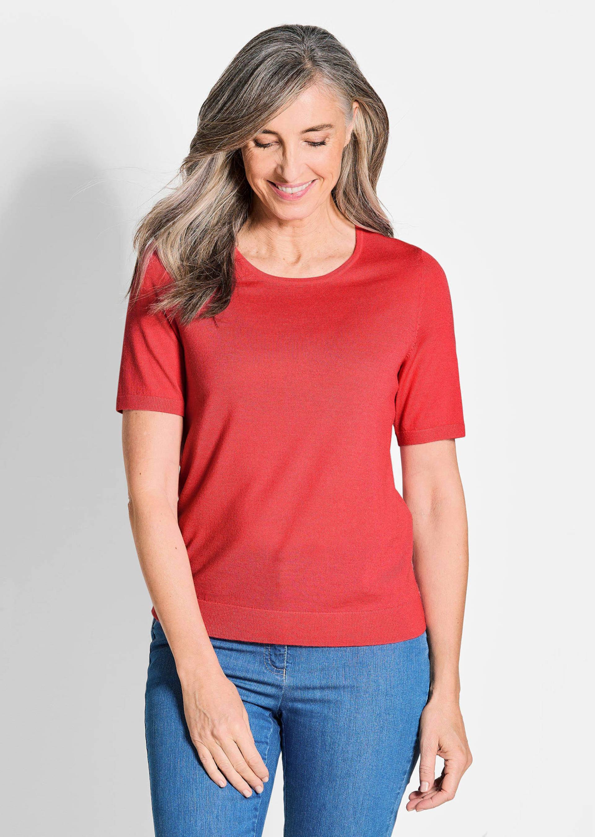 Strickpullover aus reiner Merinowolle - rot - Gr. 38 von Goldner Fashion von Goldner Fashion