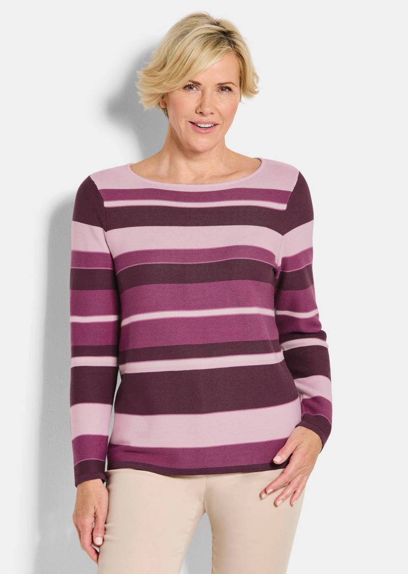 Strickpullover mit Ringelmuster - rosé / gemustert - Gr. 42 von Goldner Fashion von Goldner Fashion