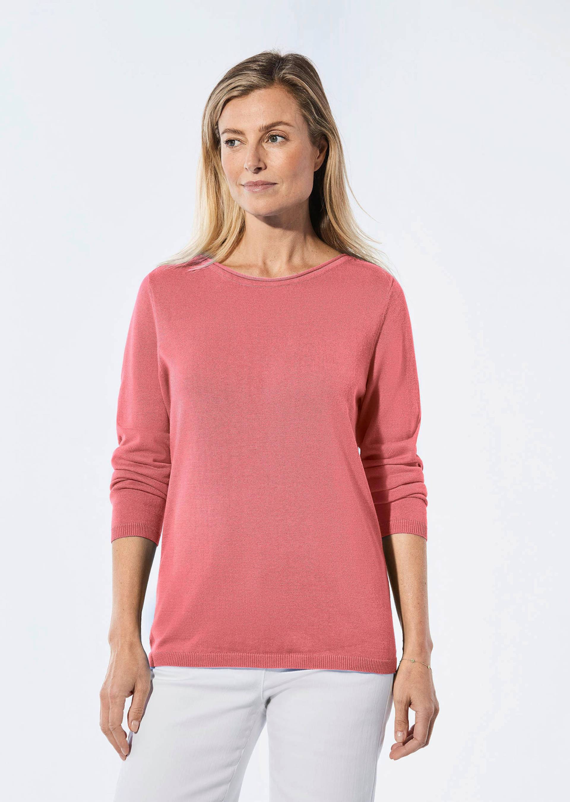 Strickpullover mit U-Boot-Ausschnitt - koralle - Gr. 42 von Goldner Fashion von Goldner Fashion