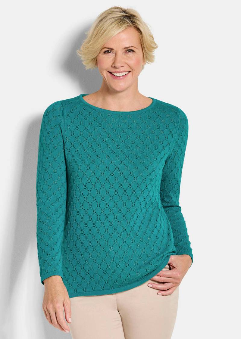 Strickpullover mit Wabenstruktur - smaragd - Gr. 40 von Goldner Fashion von Goldner Fashion