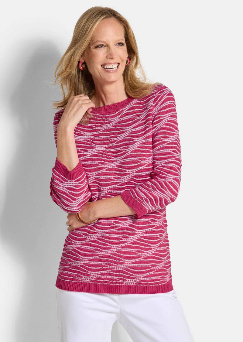 Strickpullover mit Wellenmuster - pink / gemustert - Gr. 44 von Goldner Fashion von Goldner Fashion