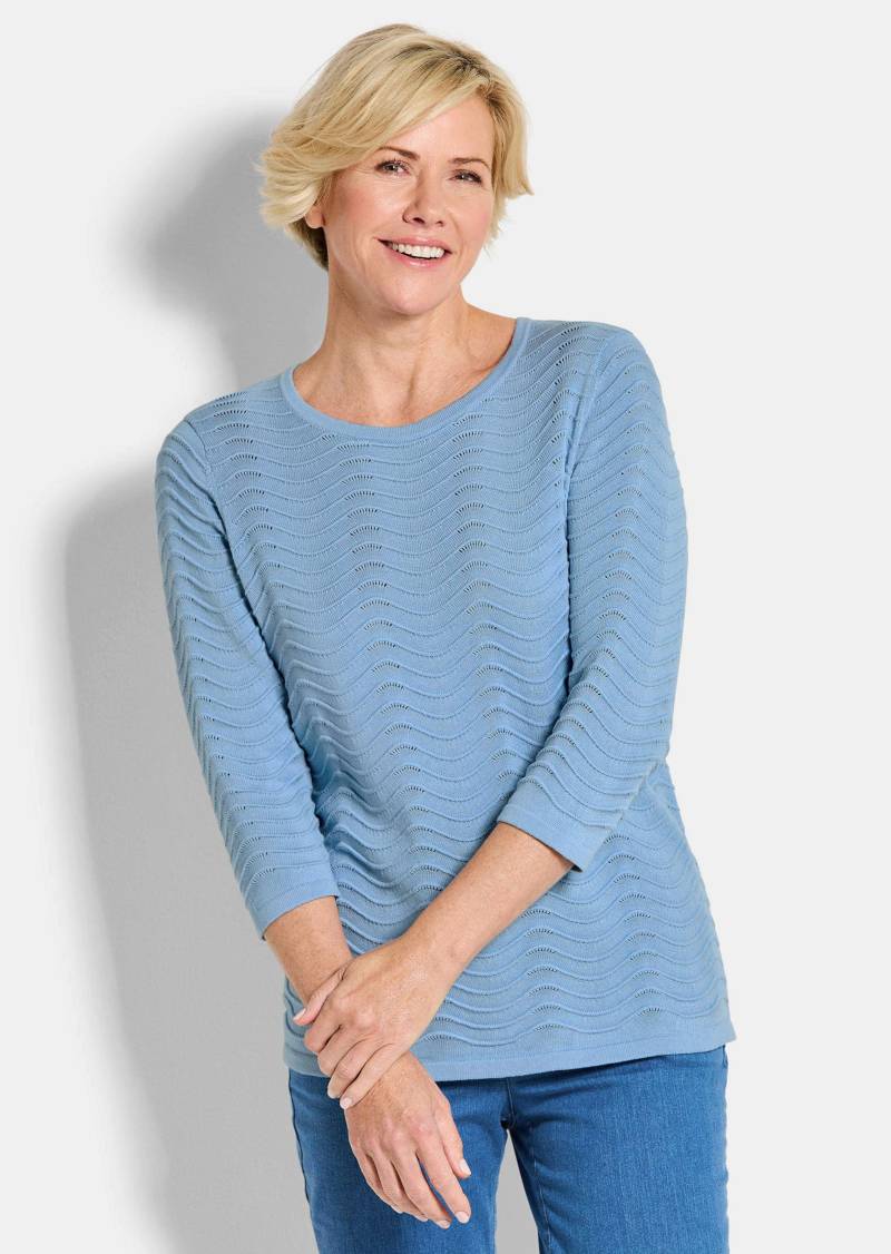 Strickpullover mit Wellenstruktur - hellblau - Gr. 48 von Goldner Fashion von Goldner Fashion
